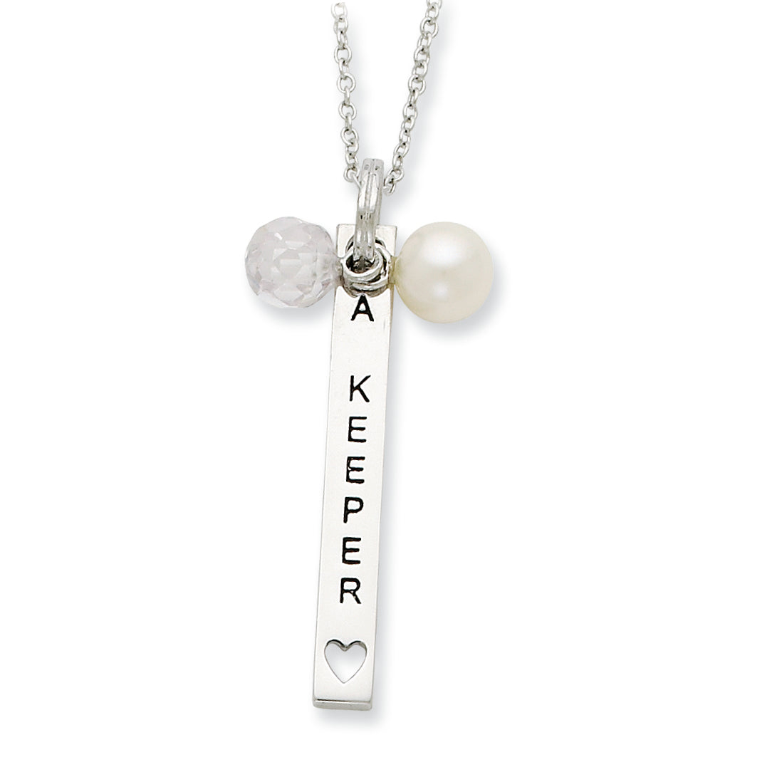 Sophia Jewelers Sterling Silver Pearl CZ Necklace Gift-Ready Elegant Design Secondary image