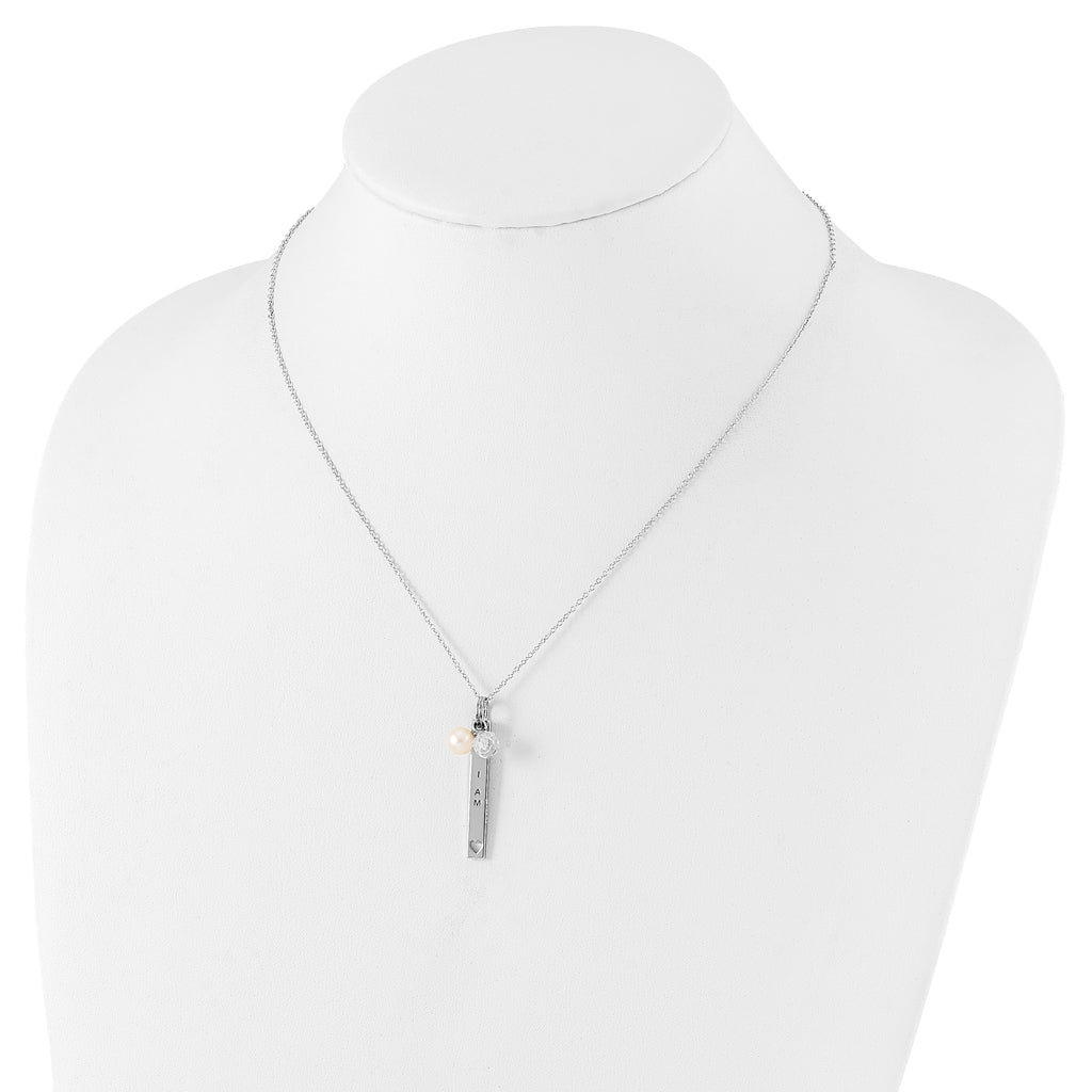 Sophia Jewelers Sterling Silver Pearl CZ Necklace Gift-Ready Elegant Design