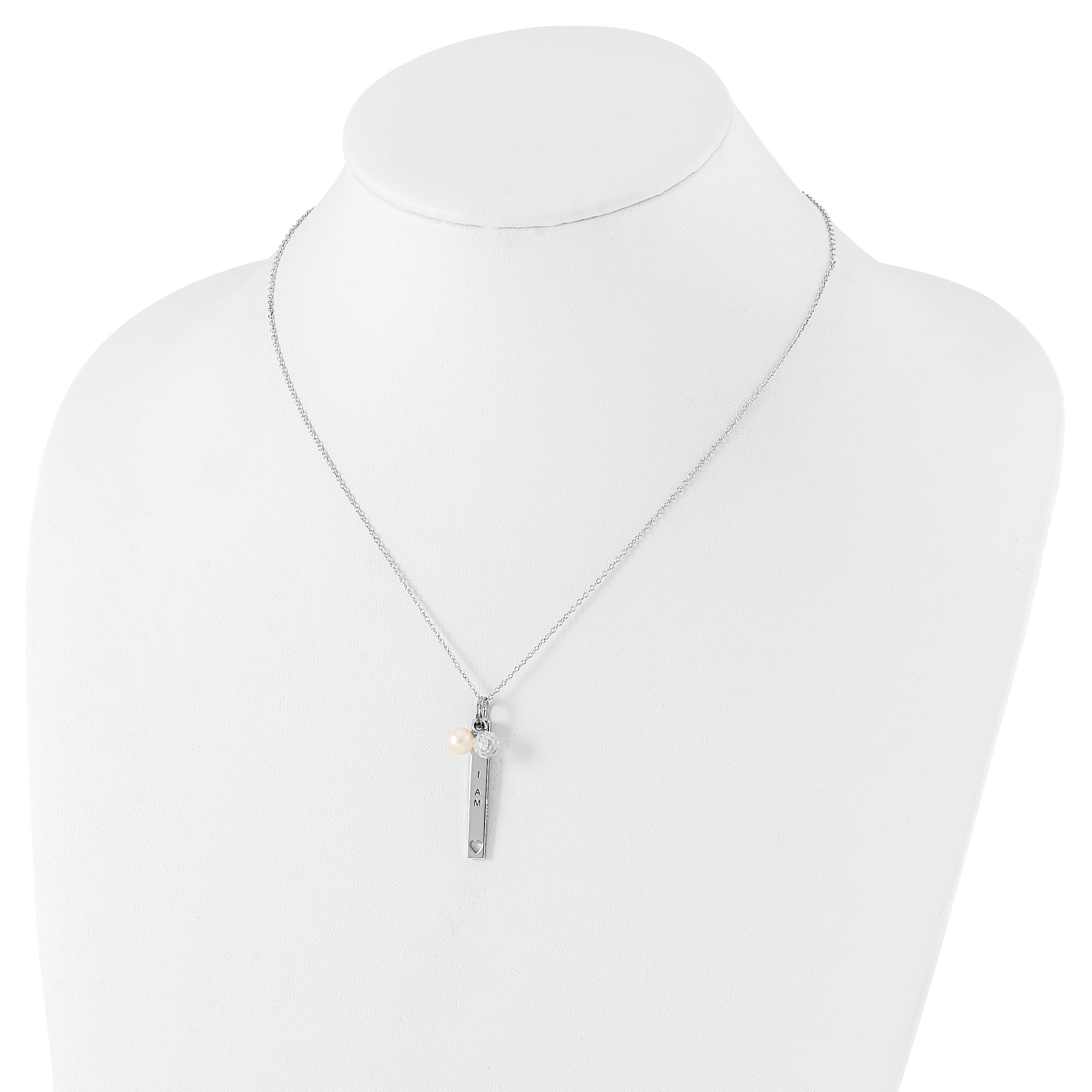 Sophia Jewelers Sterling Silver Pearl CZ Necklace Gift-Ready Elegant Design