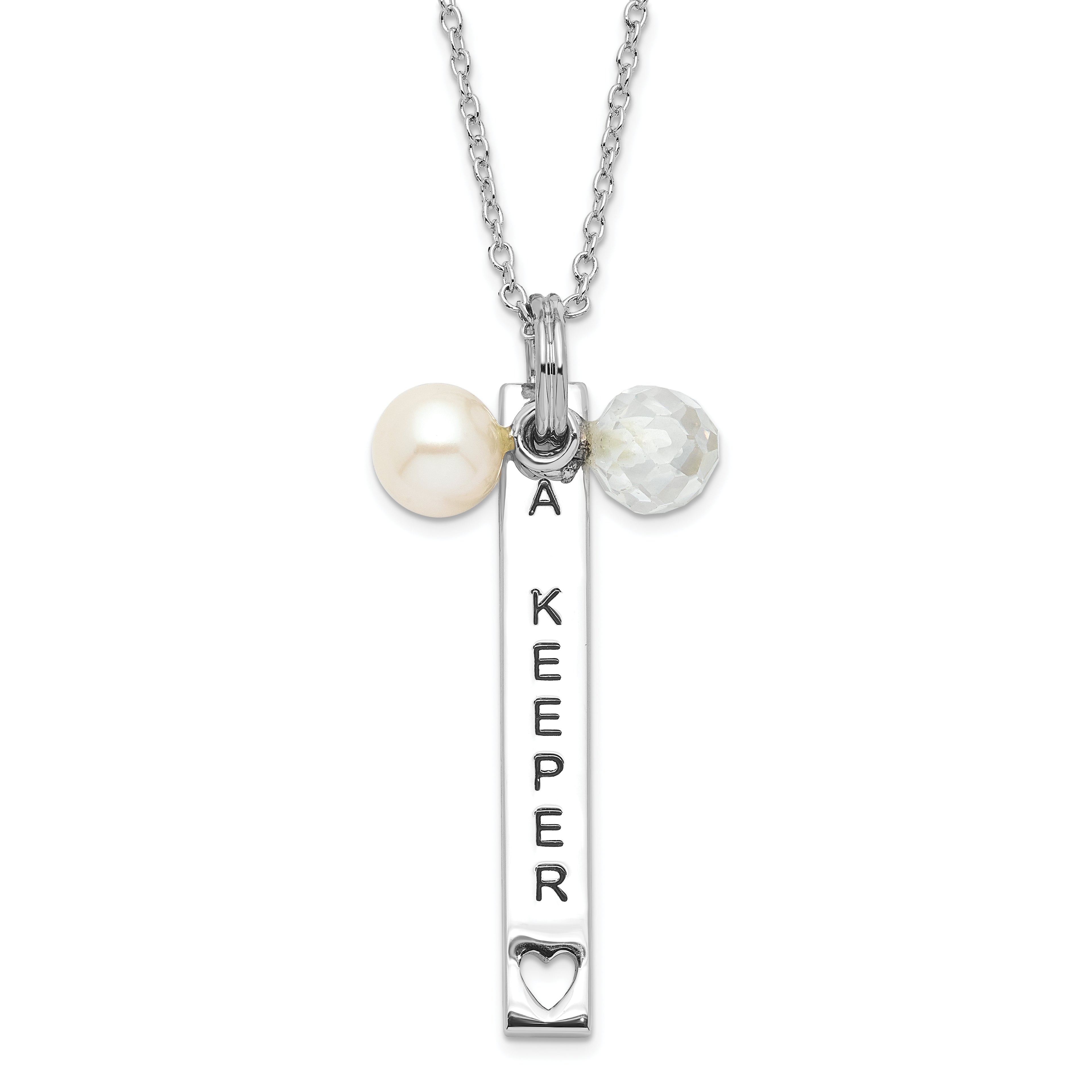 Sophia Jewelers Sterling Silver Pearl CZ Necklace Gift-Ready Elegant Design