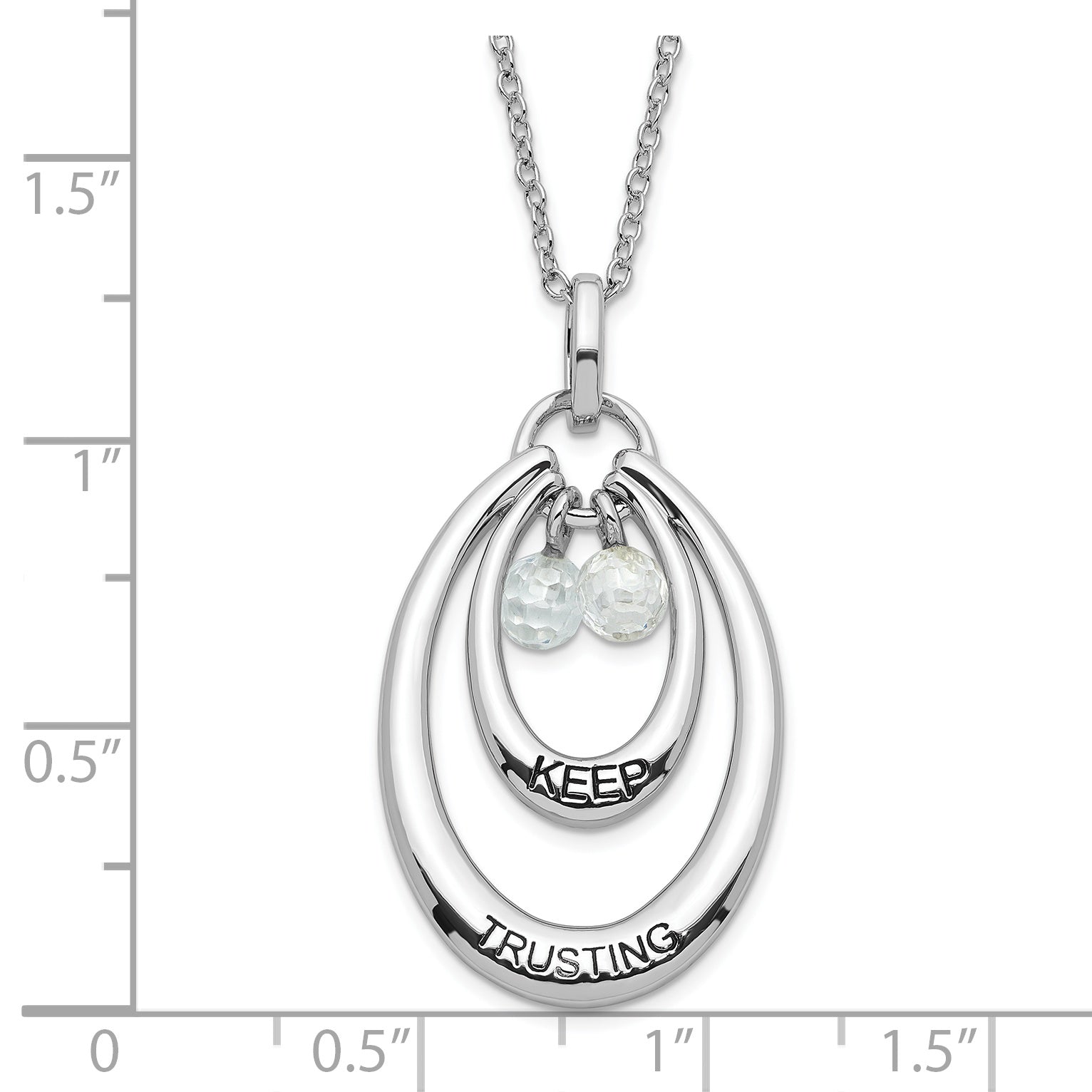 Sterling Silver CZ Pendant Necklace with Polished Antiqued Finish Gift Ready - 18