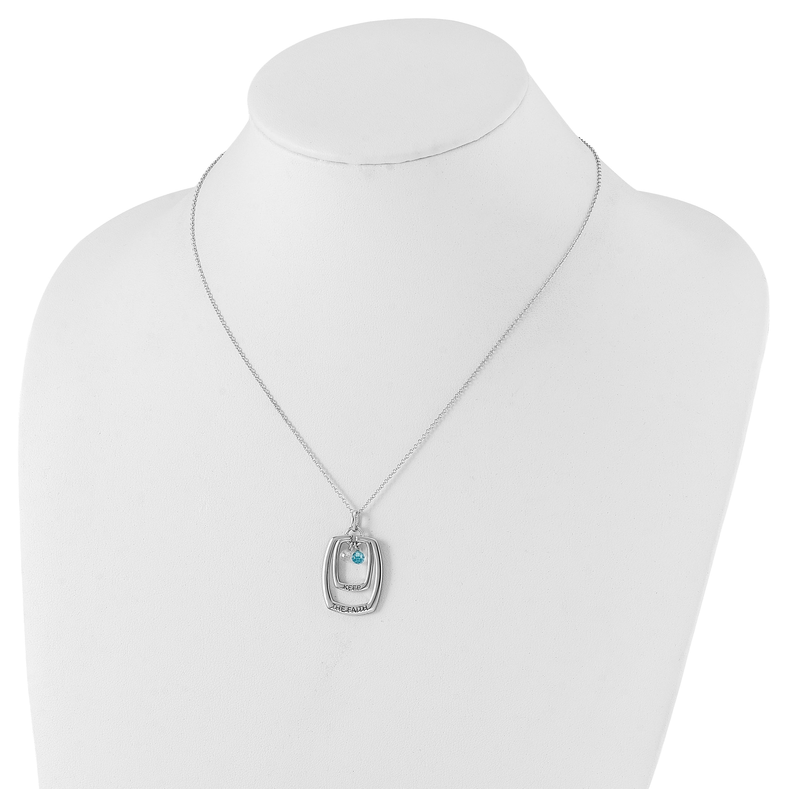 Sophia Jewelers Sterling Silver CZ Keep the Faith Polished Necklace