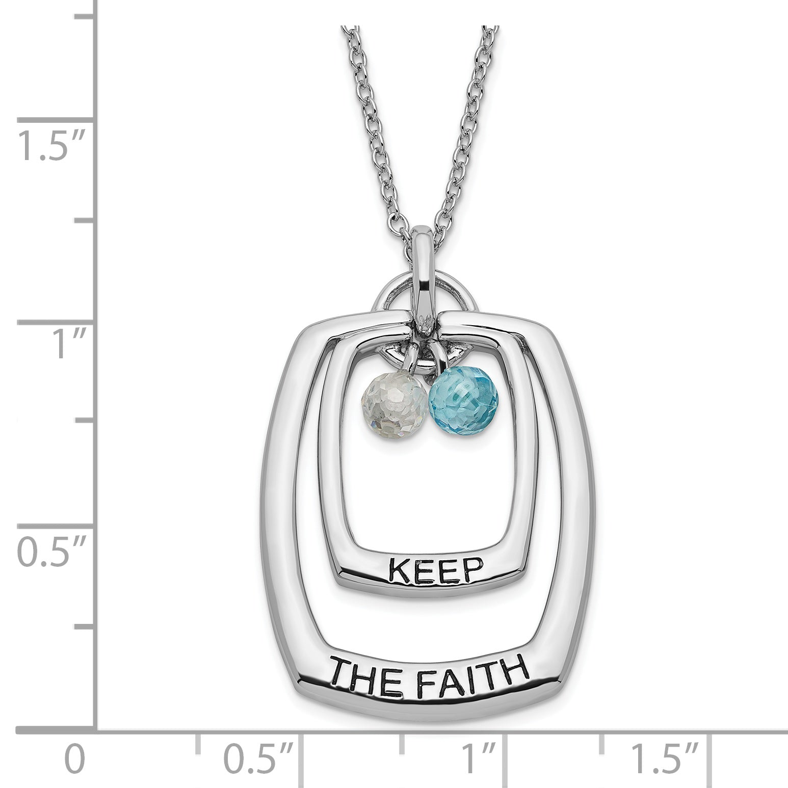 Sophia Jewelers Sterling Silver CZ Keep the Faith Polished Necklace Secondary image