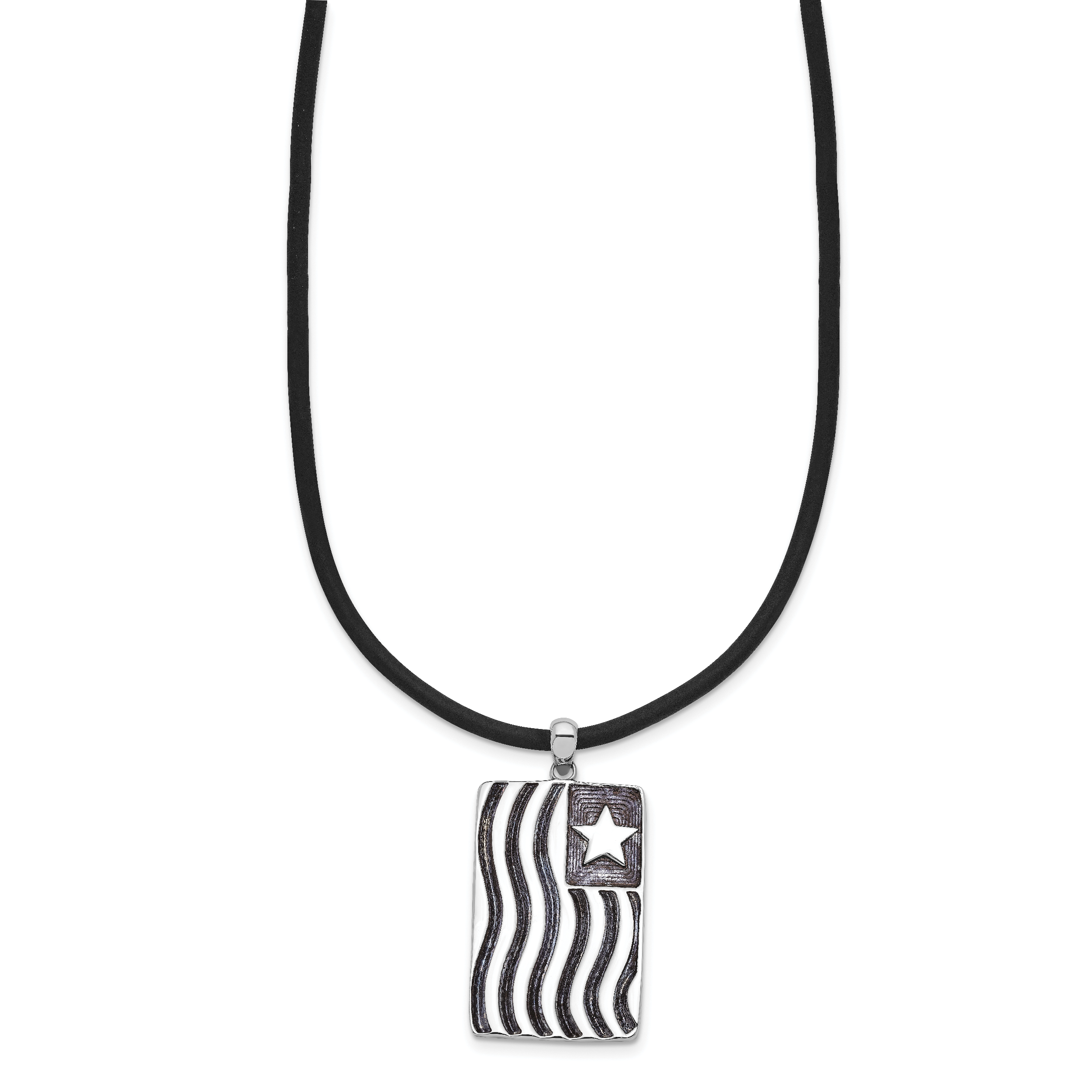 Sentimental Expressions Sterling Silver Rhodium-plated Waves Of Pride 22in Rubber Cord with 2in ext Necklace Secondary image