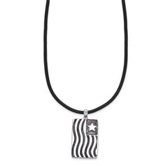 Sentimental Expressions Sterling Silver Rhodium-plated Waves Of Pride 22in Rubber Cord with 2in ext Necklace