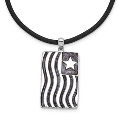 Sentimental Expressions Sterling Silver Rhodium-plated Waves Of Pride 22in Rubber Cord with 2in ext Necklace