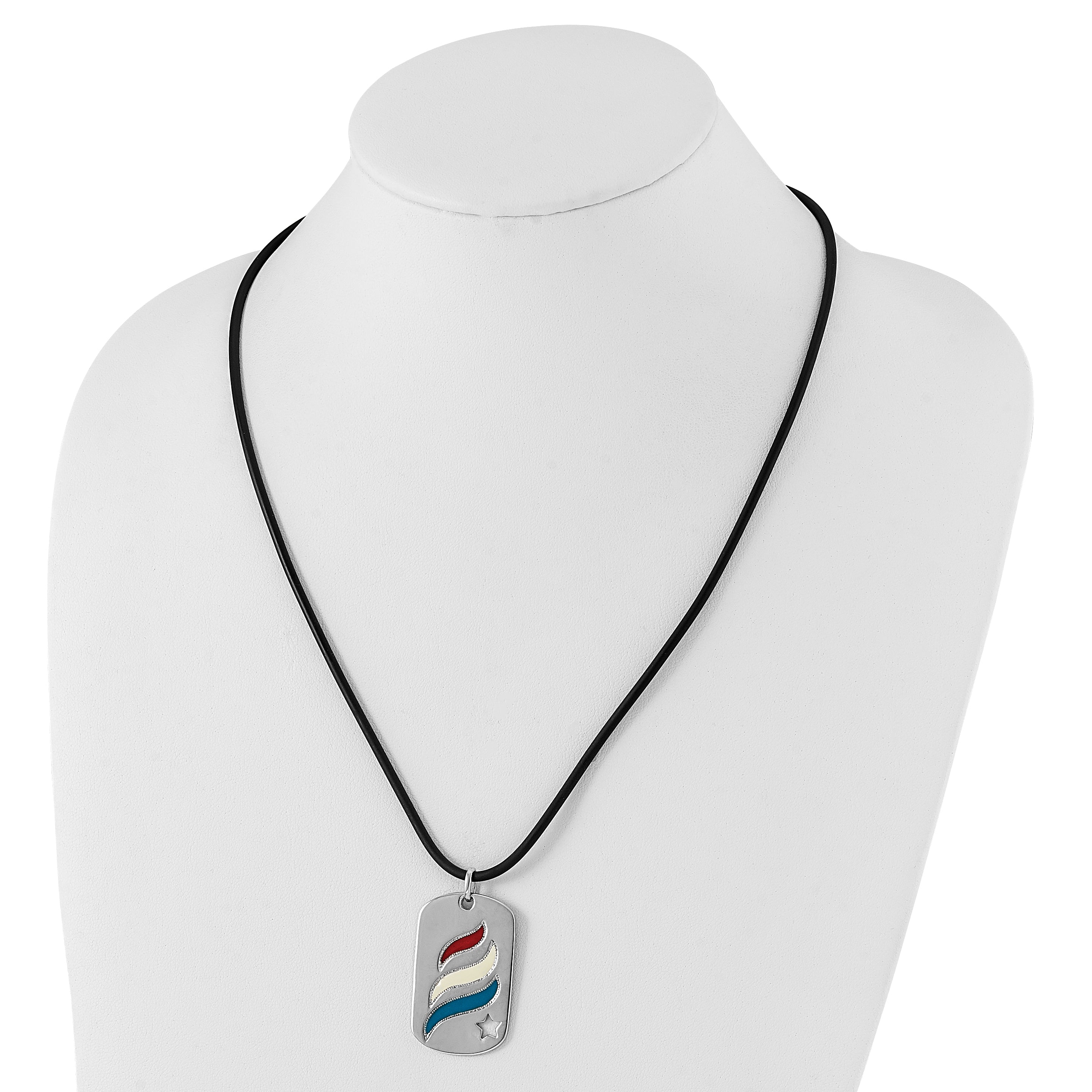Sophia Jewelers Sterling Silver Enamel Dog Tag Necklace Gift Ready - 24