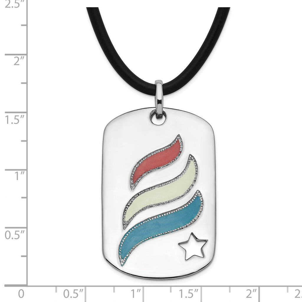 Sophia Jewelers Sterling Silver Enamel Dog Tag Necklace Gift Ready