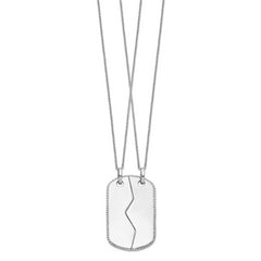 Sentimental Expressions Sterling Silver Rhodium-plated Antiqued Military Dog Tag For Two 18in Necklaces