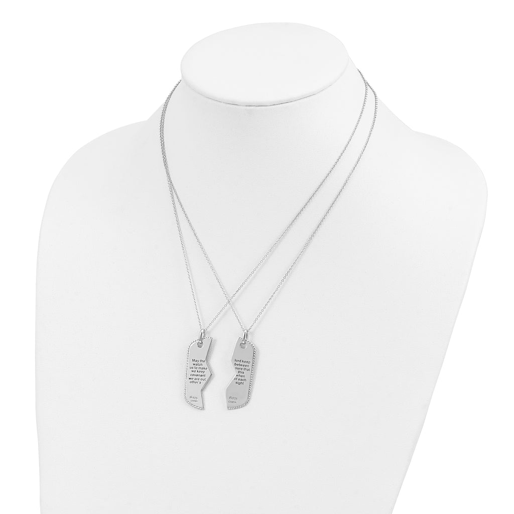 Sentimental Expressions Sterling Silver Rhodium-plated Antiqued Military Dog Tag For Two 18in Necklaces