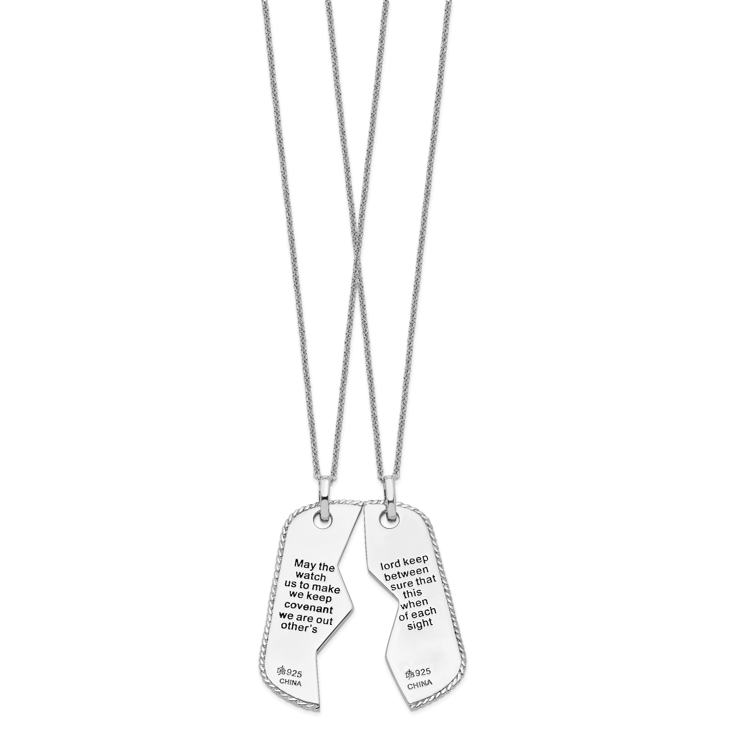 Sentimental Expressions Sterling Silver Rhodium-plated Antiqued Military Dog Tag For Two 18in Necklaces