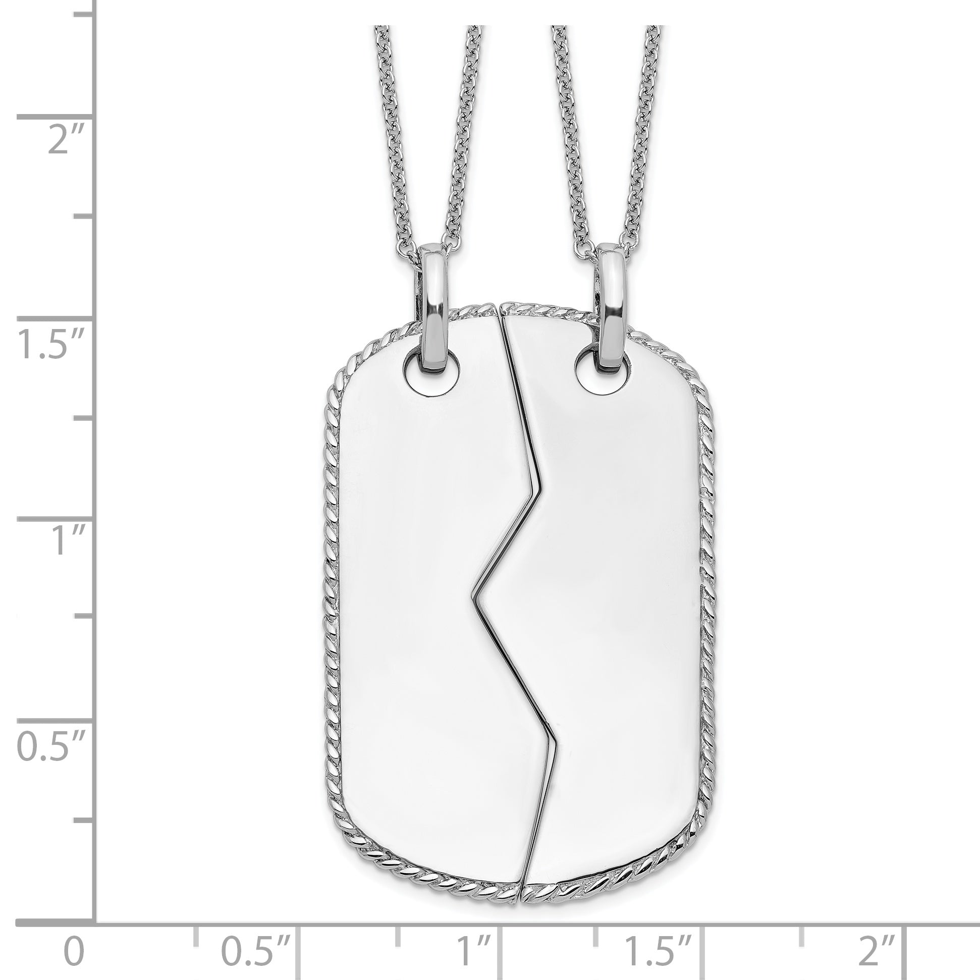 Sentimental Expressions Sterling Silver Rhodium-plated Antiqued Military Dog Tag For Two 18in Necklaces