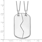Sentimental Expressions Sterling Silver Rhodium-plated Antiqued Military Dog Tag For Two 18in Necklaces