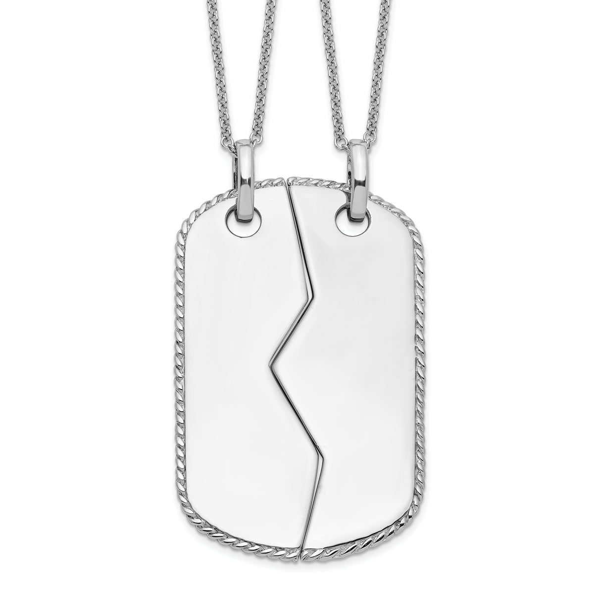 Sentimental Expressions Sterling Silver Rhodium-plated Antiqued Military Dog Tag For Two 18in Necklaces