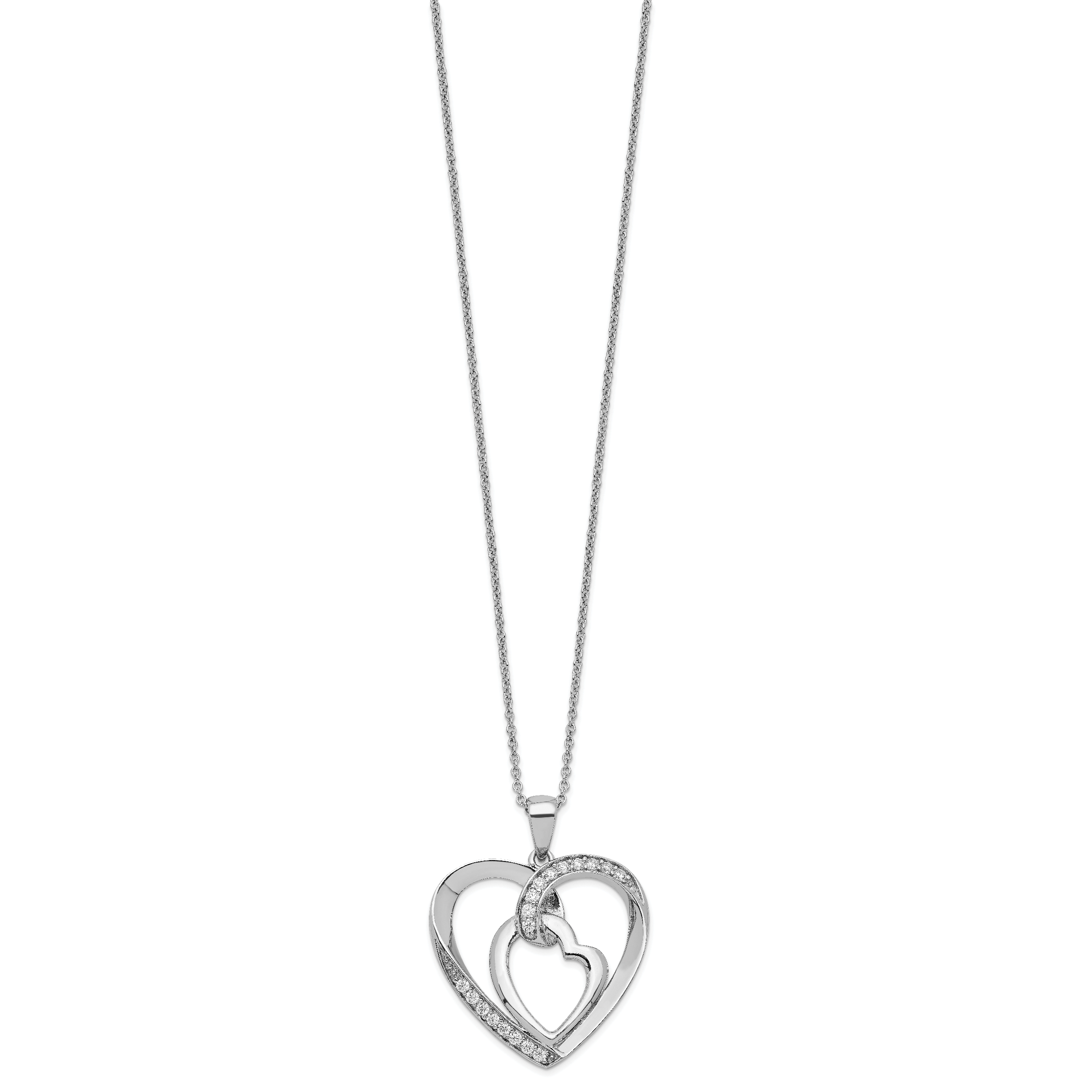Sentimental Expressions Sterling Silver Rhodium-plated Innerconnected CZ My Heart To Yours 18 inch Necklace with Poem Card Secondary image