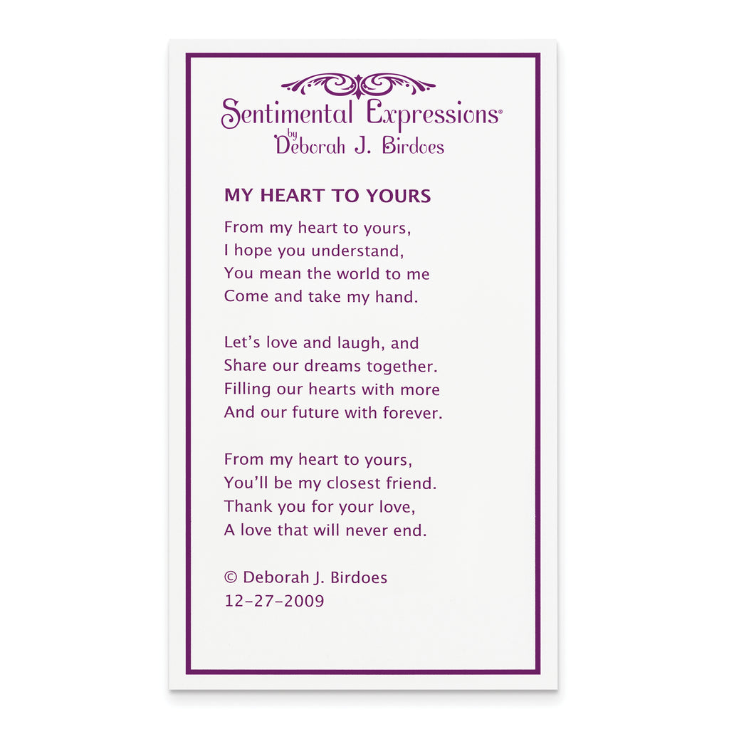 Sentimental Expressions Sterling Silver Rhodium-plated Innerconnected CZ My Heart To Yours 18 inch Necklace with Poem Card