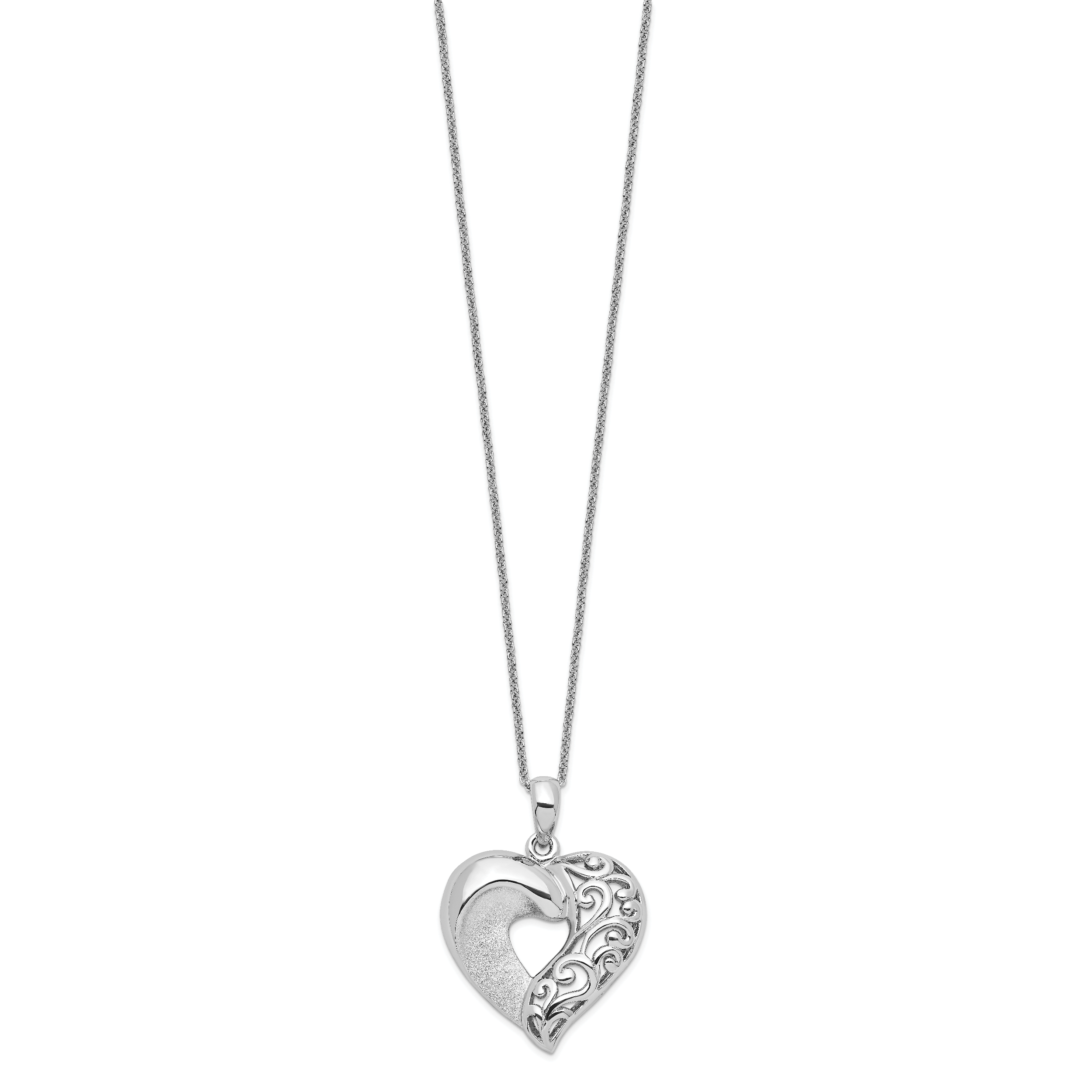 Sentimental Expressions Sterling Silver Rhodium-plated Close To My Heart 18in Necklace Secondary image