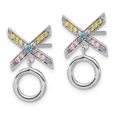 Sophia Jewelers Sterling Silver Multicolor CZ Dangle Earrings Gift Ready