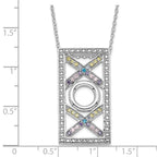 Sophia Jewelers Sterling Silver Love and Kisses Necklace with Multicolor CZ