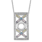 Sentimental Expressions Sterling Silver Polished Multicolor CZ Love and Kisses Necklace