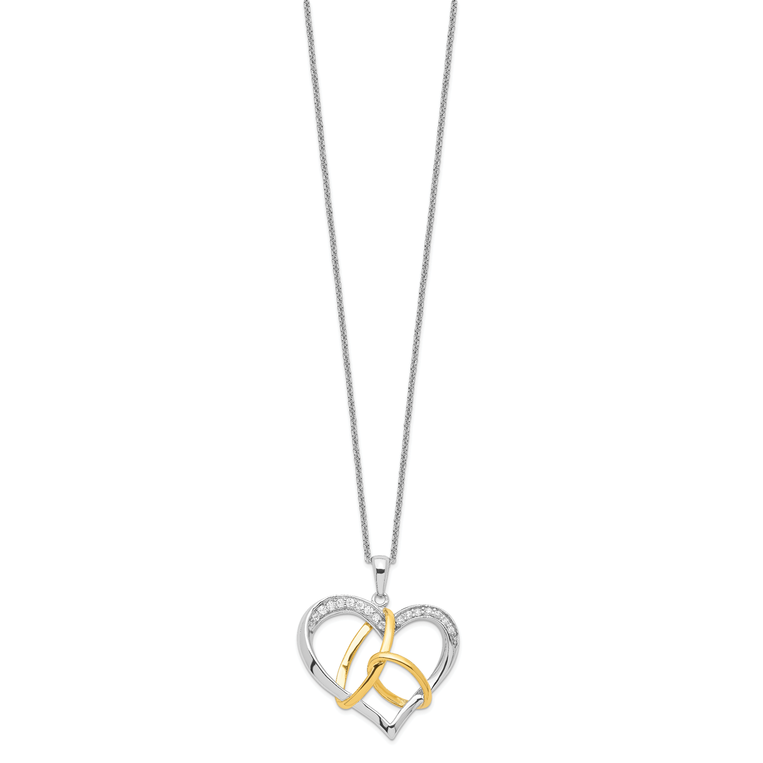 Sentimental Expressions Sterling Silver Gold-plated CZ To Have And To Hold 18in Necklace Secondary image