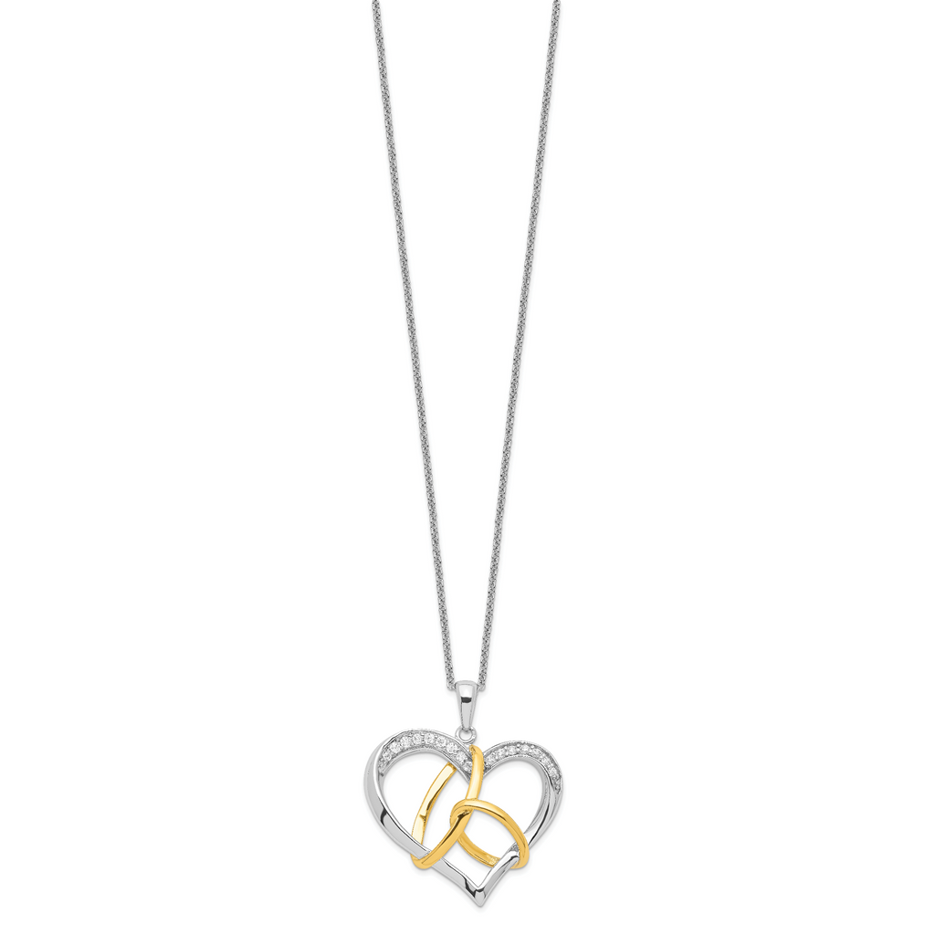 Sentimental Expressions Sterling Silver Gold-plated CZ To Have And To Hold 18in Necklace