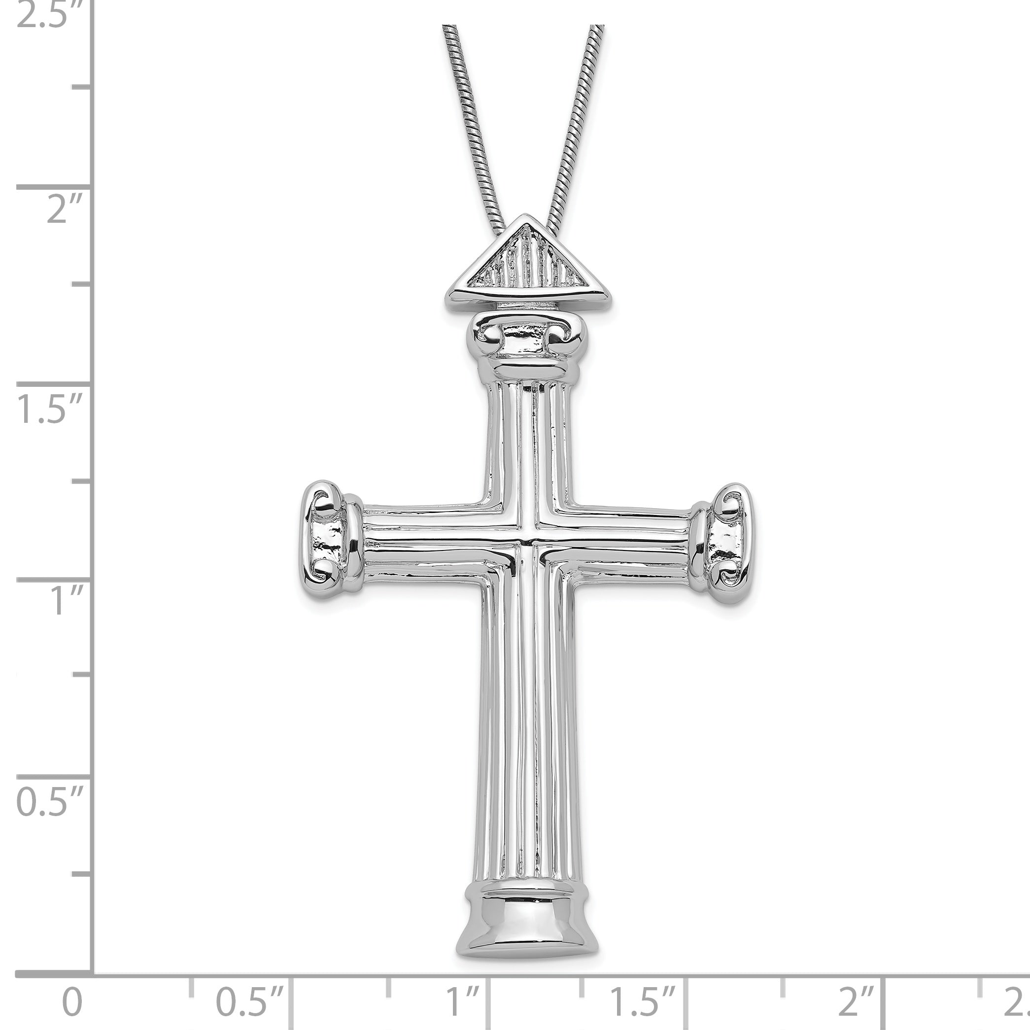 Sterling Silver 925 Polished Strength Cross Necklace Gift Ready Elegance