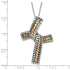 Sophia Jewelers Sterling Silver Gold-Plated Cross Necklace with Gift Box