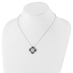 925 Sterling Silver Polished Antiqued Women's Cross Necklace Gift Ready - 18