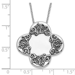 925 Sterling Silver Polished Antiqued Women's Cross Necklace Gift Ready - 18