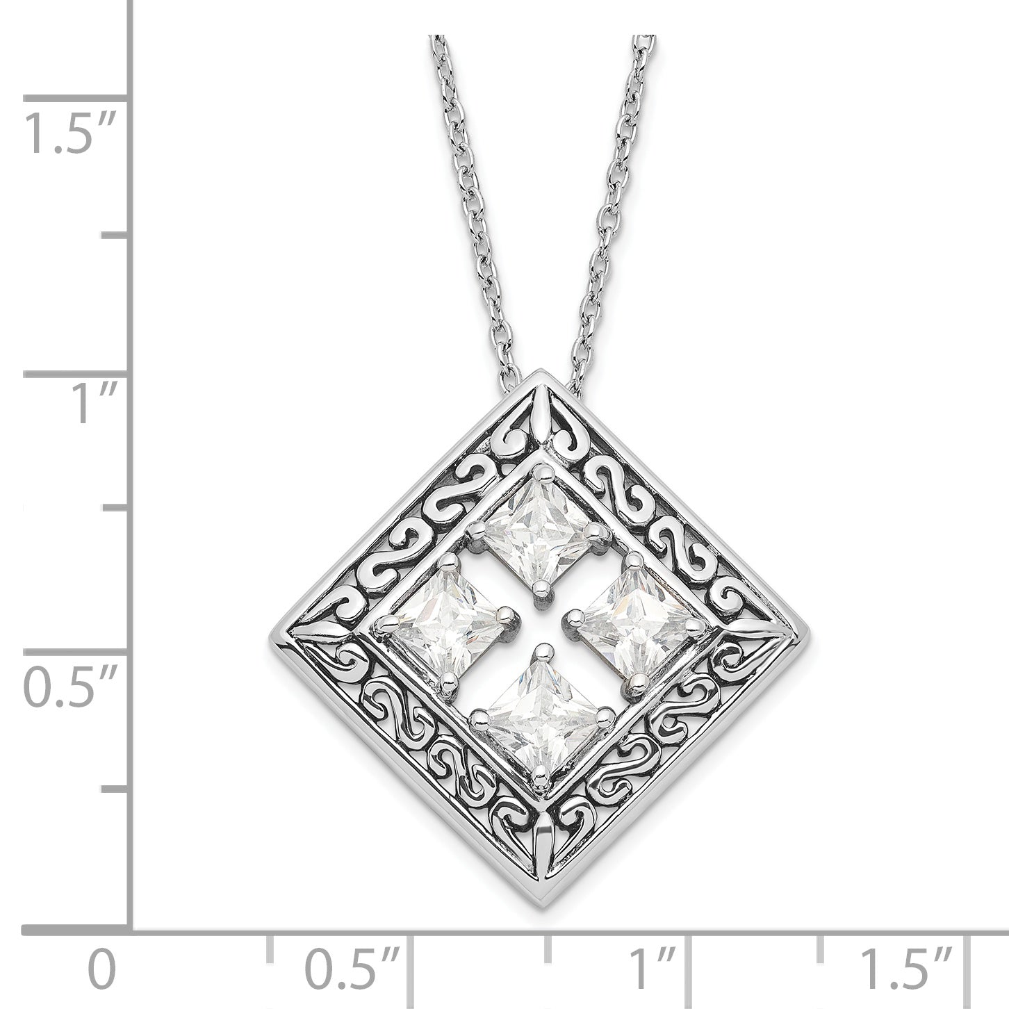 Sophia Jewelers Sterling Silver CZ Integrity Necklace 18 Gift Ready Secondary image