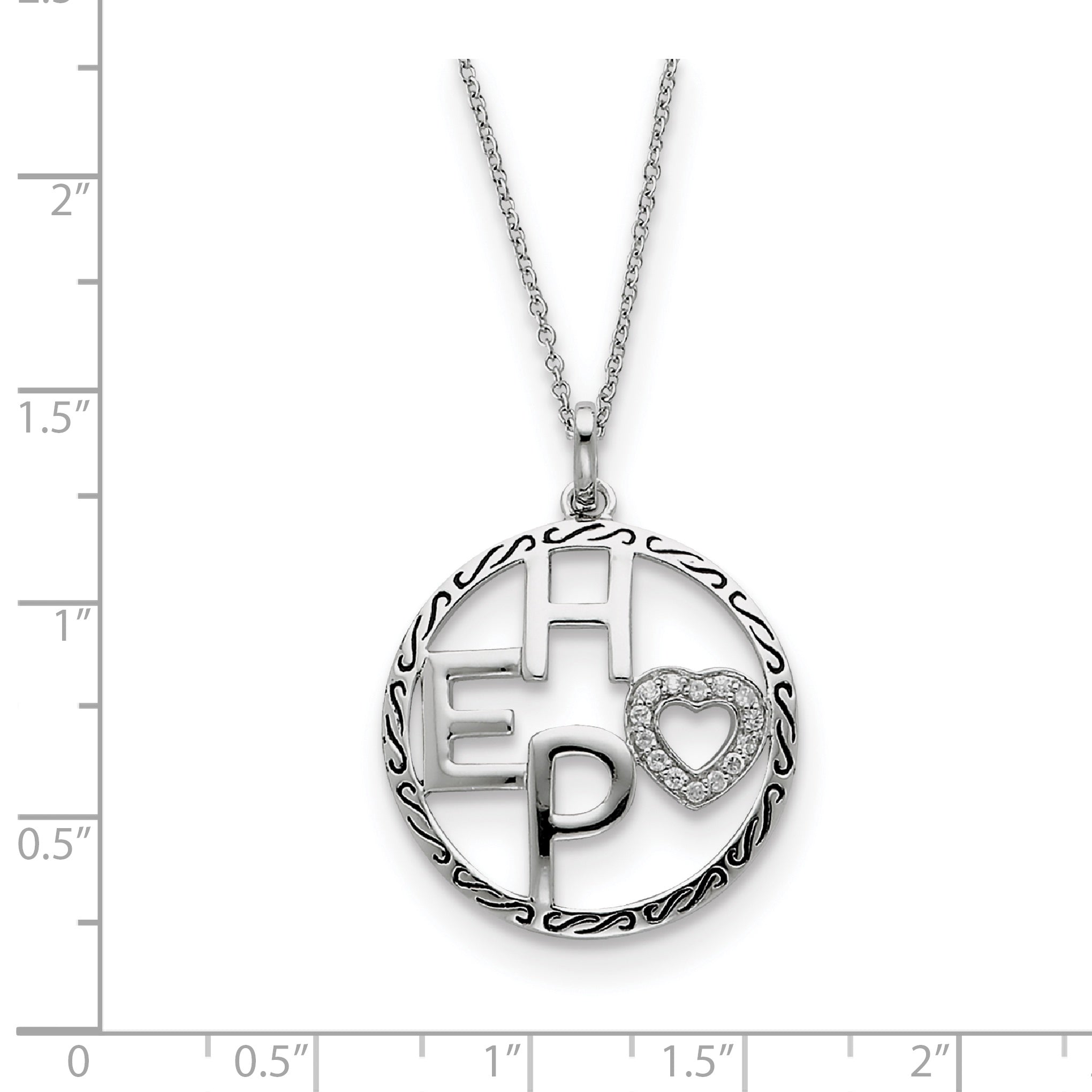 Sterling Silver Antiqued CZ Hope 18in Necklace Secondary image