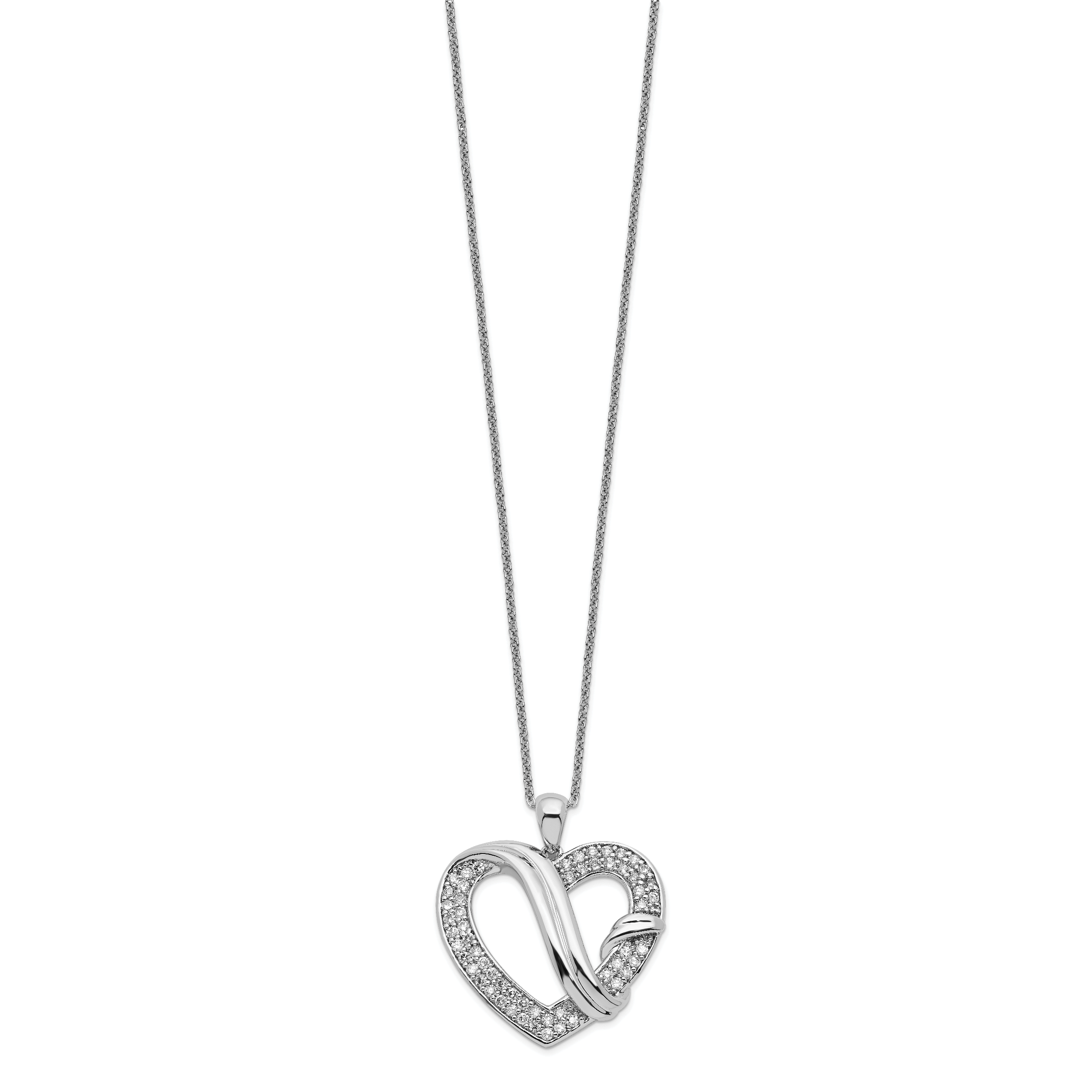 Sentimental Expressions Sterling Silver Rhodium-plated CZ Forever Grateful 18in Necklace Secondary image