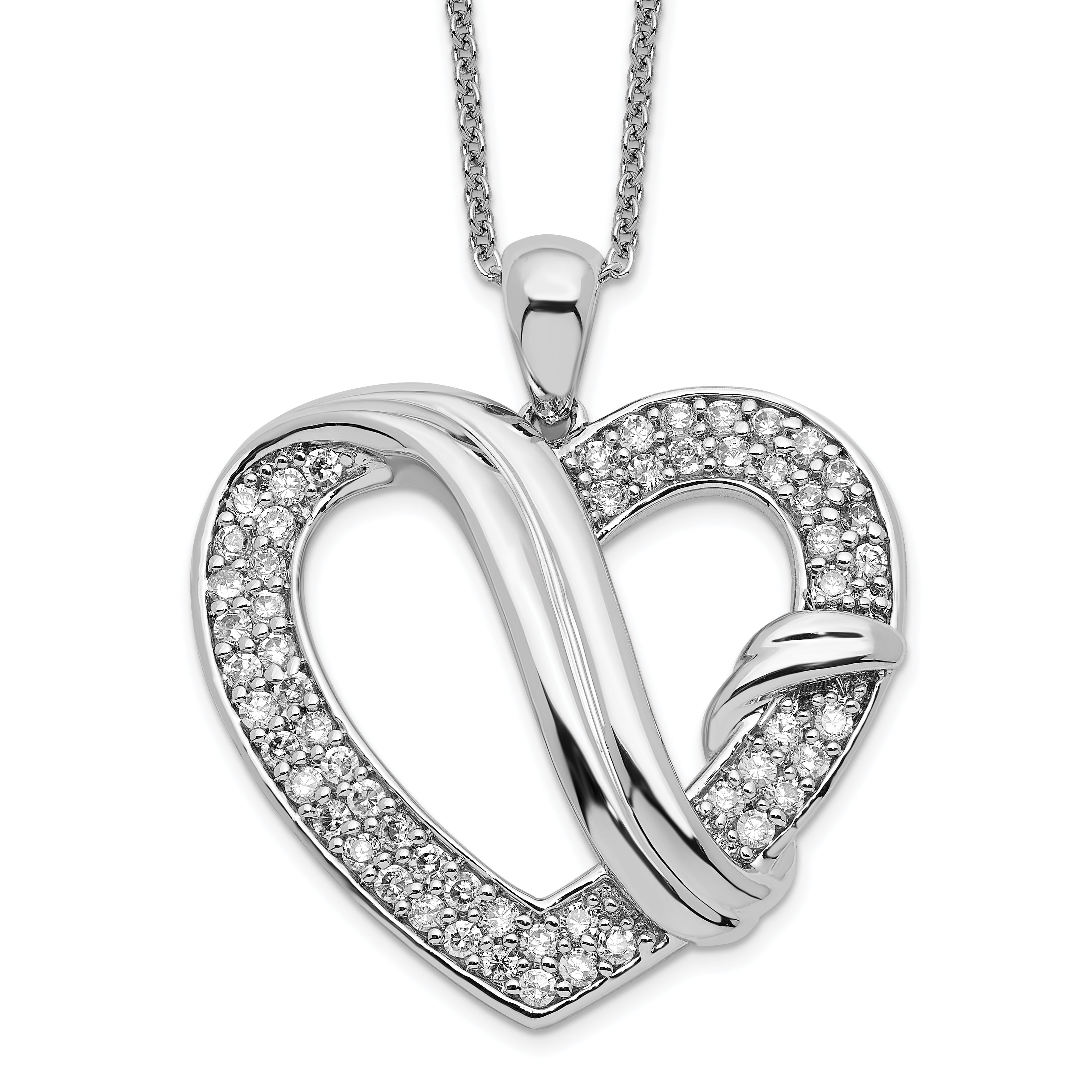 Sentimental Expressions Sterling Silver Rhodium-plated CZ Forever Grateful 18in Necklace Main image