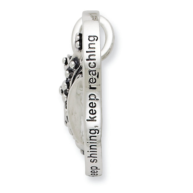 Sterling Silver Crown Necklace with Polished Antiqued Finish Gift Ready