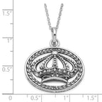 Sterling Silver Crown Necklace with Polished Antiqued Finish Gift Ready