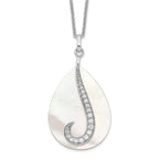 Sentimental Expressions Sterling Silver Rhodium-plated Mother of Pearl CZ Tear From Heaven 18in Necklace