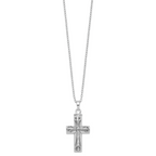 Sentimental Expressions Sterling Silver  Rhodium-plated Antiqued Cross Ash Holder 18 Inch Necklace