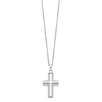Sentimental Expressions Sterling Silver  Rhodium-plated Antiqued Cross Ash Holder 18 Inch Necklace