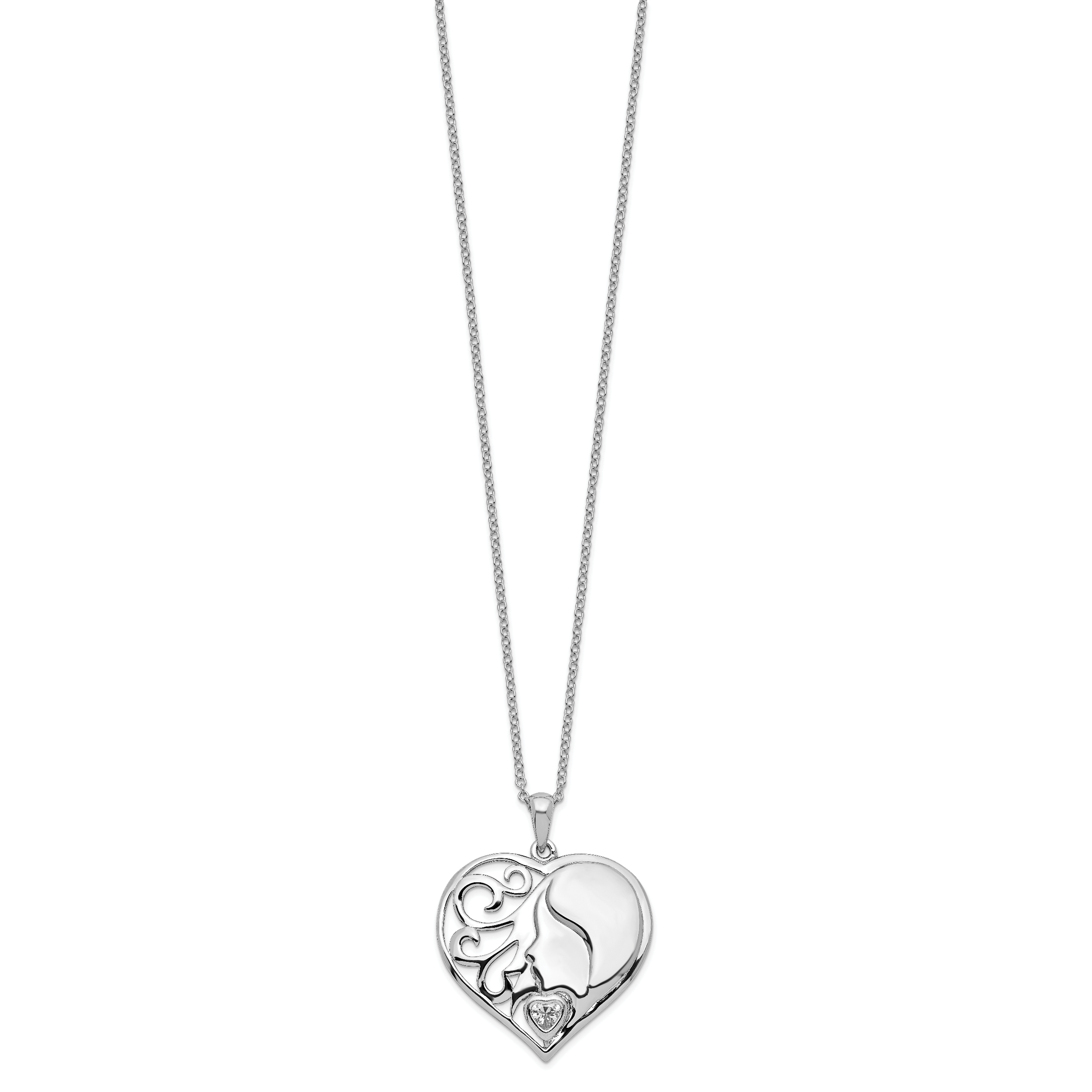 Sentimental Expressions Sterling Silver Rhodium-plated CZ My Daughter, My Heart's Treasure 18in Necklace Secondary image