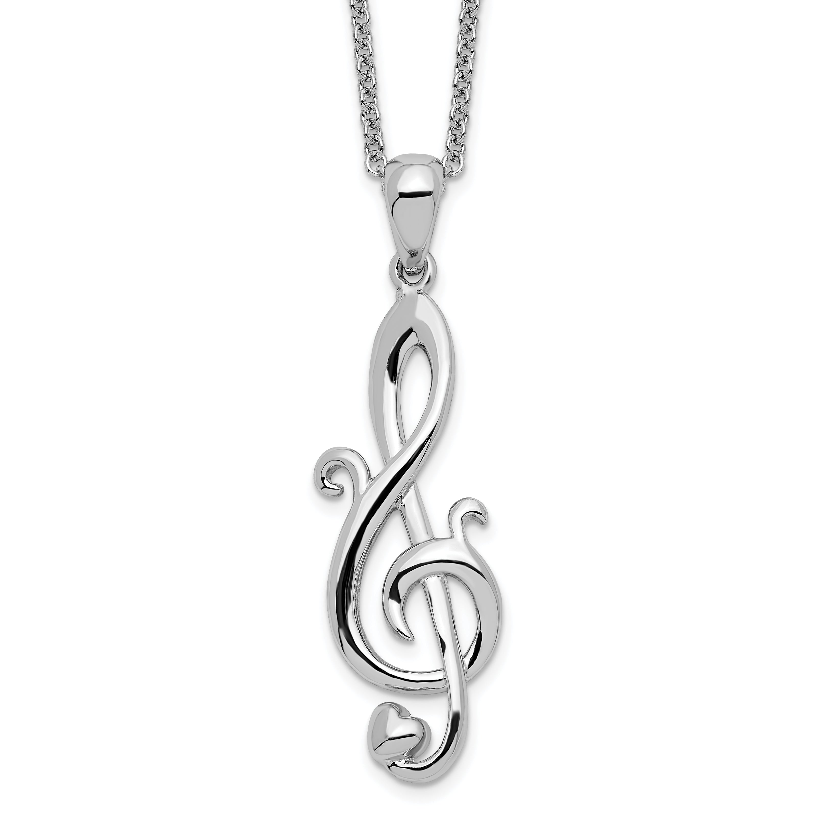 Sentimental Expressions Sterling Silver Rhodium-plated Love Note 18in Necklace Main image