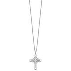 Sentimental Expressions Sterling Silver Rhodium-plated CZ Steadfast Love 18in Cross Necklace