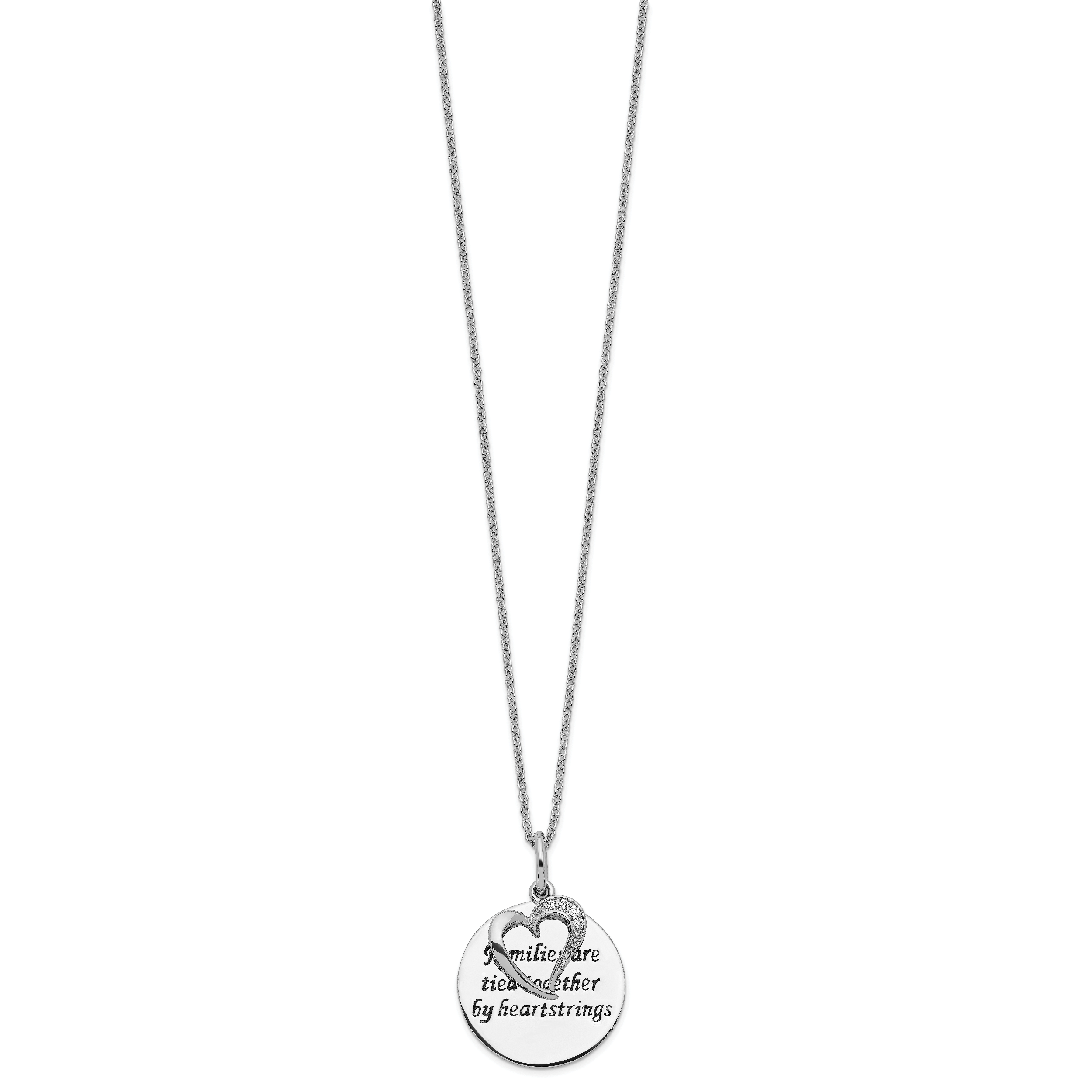 Sentimental Expressions Sterling Silver Rhodium-plated Antiqued CZ Families Are Tied Together 18in Heart Necklace Secondary image