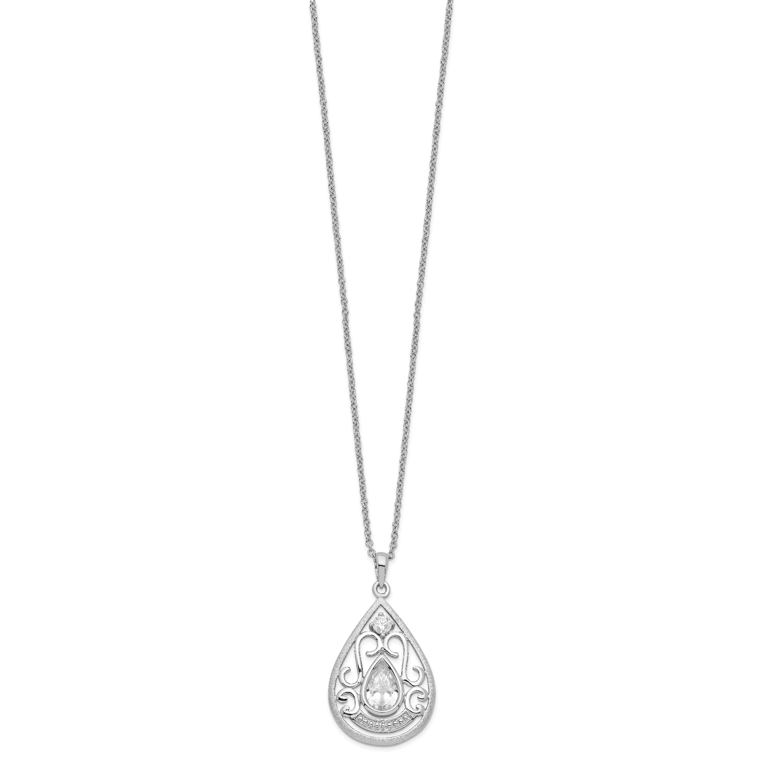 Sentimental Expressions Sterling Silver Rhodium-plated CZ In Loving Memory 18in Necklace Secondary image