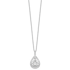Sentimental Expressions Sterling Silver Rhodium-plated CZ In Loving Memory 18in Necklace