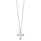 Sentimental Expressions Sterling Silver Rhodium-plated Antiqued Cross Ash Holder 18in Necklace