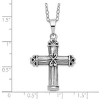 Sentimental Expressions Sterling Silver Rhodium-plated Antiqued Cross Ash Holder 18in Necklace