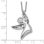 Sentimental Expressions Sterling Silver Rhodium-plated CZ Antiqued Angel Of Joy 18in. Necklace