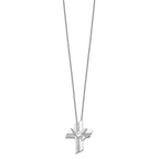 Sterling Silver CZ Confirmation Necklace with Polished Rhodium Finish