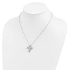 Sterling Silver CZ Confirmation Necklace with Polished Rhodium Finish